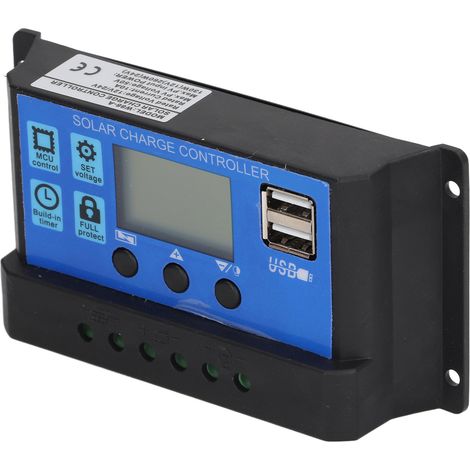 Solarladeregler mit LCD-Bildschirm, PWM-Steuerung, 10 A, 12 V/24 V, automatische Leistungserkennung (1/5)