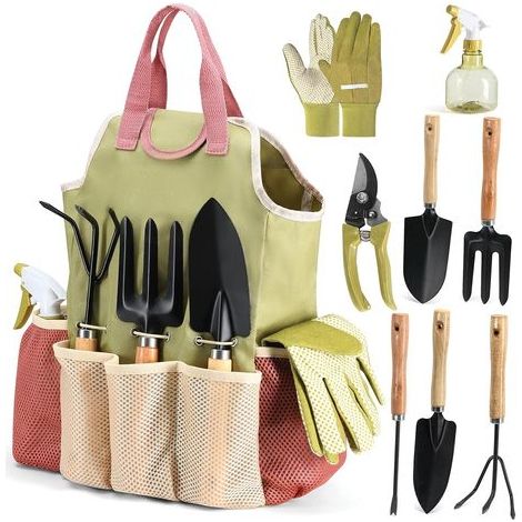 Kit Complet d'outils de Jardin livré avec Un Sac et des Gants, Ensemble d'outils de Jardin avec Flacon pulvérisateur pour l'intérieur et l'extérieur – Ensemble d'outils de Jardin durables, Cadeau (1/5)