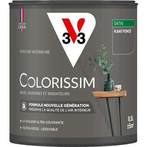 Peinture murale intérieure Colorissim® V33 Kaki foncé Satin 0,5L