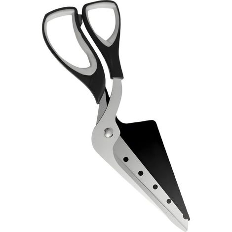 Multifunktionale Pizzaschere mit integriertem Spaten, Pizzaschneider aus lebensmittelechtem Edelstahl, abnehmbare Küchenschere für einfache Reinigung, ergonomischer Griff, Schwarz/Grau (1/5)