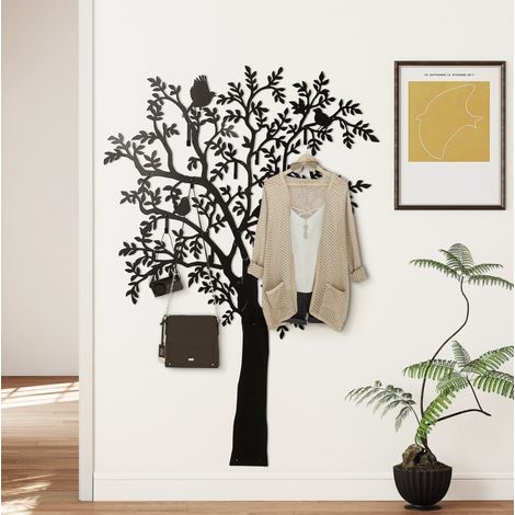 Appendiabiti da parete 120x5x175 cm in metallo nero salvaspazio FloraGrace (1/5)