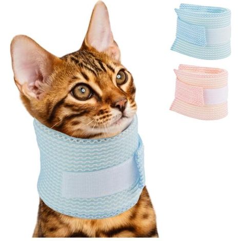 Lot de 2 colliers anti-rayures pour chat Maille respirante, avec mousse de soutien, empêche de rayer la peau irritée du cou guérir (1/5)