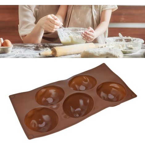 Silikon-Backform mit 5 Mulden, Schokoladenkuchen- und Puddingform, halbkreisförmige Form, im 3er-Set erhältlich (1/5)