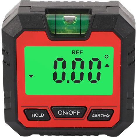 Boîte de niveau numérique avec écran LCD rétroéclairé, base magnétique, mini jauge d'angle 4 x 90 °, rapporteur pour automobile, moto, rouge. (1/5)