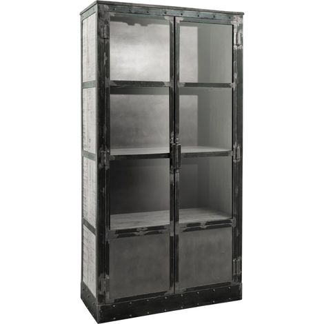 Vitrine Mango 92x40x185 grau lackiert HEAVY INDUSTRY 143