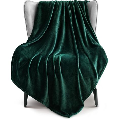 Mezcla Couverture Plaid Polaire Uni, 130 x 170 CM, Vert Forêt (1/5)