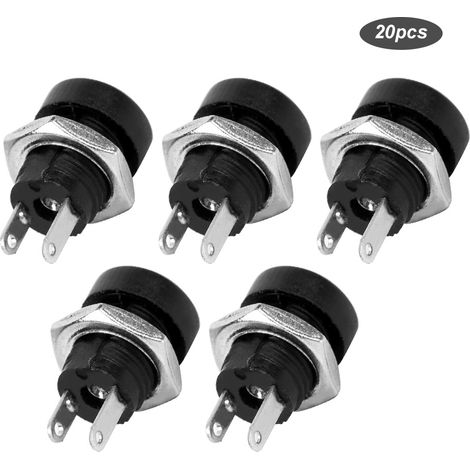 Lot de 20 connecteurs femelles d'alimentation DC-022B à filetage avec écrou, en cuivre, pour montage sur panneau. (1/5)