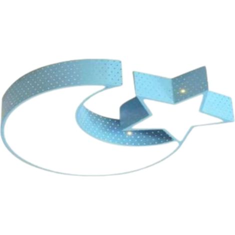 Plafoniera LED Stella Luna 37W Luce Fredda Azzurro 52cm Cameretta Bambini (1/5)