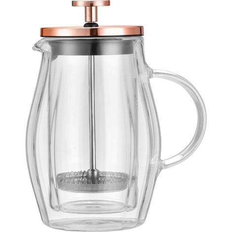 Cafetera/Tetera de prensa francesa de 0,35 l color oro rosa KLAUSBERG KB-7721 (1/5)