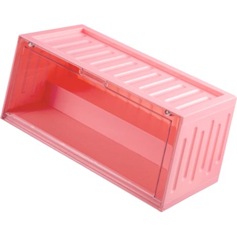 Boîte de rangement et présentoir pour figurines, vitrine transparente pour figurines surprises, boîte de rangement anti-poussière, étagère mate pour poupées, couleur pêche au thé au lait (1/5)