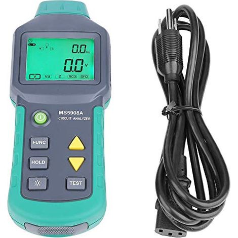 Analyseur de circuit AC100-240V RMS, testeur d'analyseur de circuit MS5908A avec écran LCD, détecteur de tension, testeur de défauts GFCI/RCD (prise US MS5908A) (1/5)