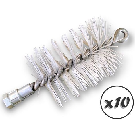 Lot de 10 Brosses à tube PRO NYLON Ø 70 mm Raccord M12175 femelle Ame en acier torsadé Nettoyage brossage tube et canalisation Kibros 41SCN70x10