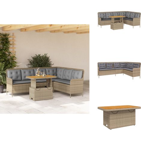 2-tlg. Garten-Sofagarnitur mit Kissen Beige Poly Rattan - Garten Sofagarnitur - Garten Sofagarnituren - Garten Sofa Set - Outdoor Sofagarnitur (1/5)