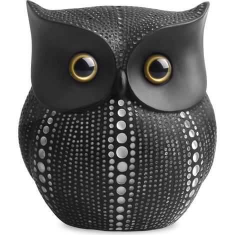 Statue Hibou - Résine Blanche - 14,7 x 13,2 x 7,1 cm - Décoration Intérieure Maison Bureau Salon Chambre - 1 Pièce (1/5)