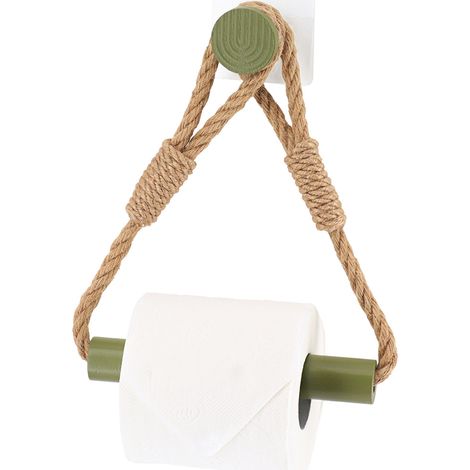 Rimuovi carta igienica in corda e bambù su adesivo - naturale/verde oliva - Tendance (1/5)