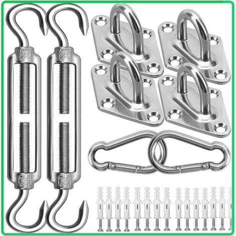 UlisemKit de quincaillerie pour voile d'ombrage - Kit d'installation de pare-soleil en acier inoxydable 304