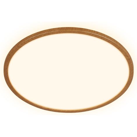 Plafonnier LED à lumière indirecte, plat, lumière blanche chaude, lampe LED, plafonnier, lampe de salon, panneau, cuisine, chambre, 42x3 cm, cadre aspect bois (1/5)