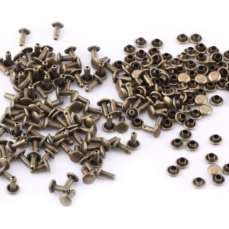 100 Stück Doppelkopf-Rohrnieten für Leder- und Metallreparaturen und -verzierungen (1/3)