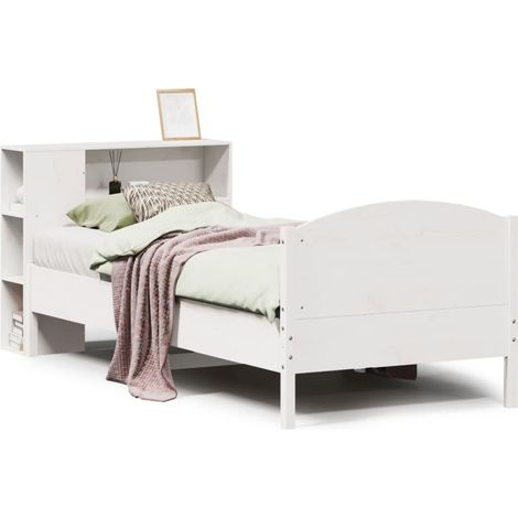 Maison Exclusive - Massivholzbett mit Regal ohne Matratze Weiß 75