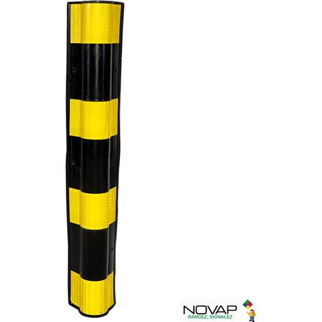 Novap – Profilé protection d'angle en caoutchouc arrondi – Résistant aux chocs – Flèches réfléchissantes pour visibilité – 8004033