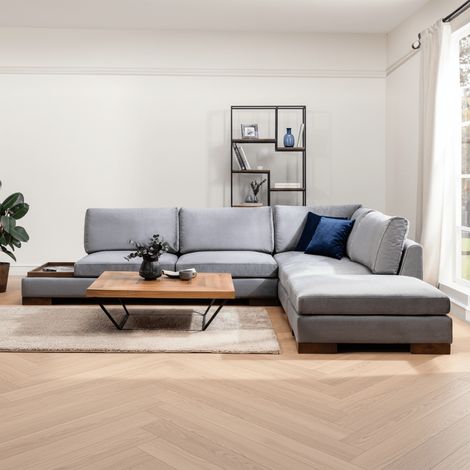 Ecksofa Rechts Tulip Dunkelgrau - Mit Hocker