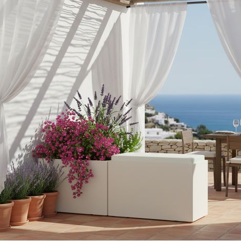 Poltroncina Comfy Roomy pouf in resina con cuscino alto confortevole Made in Italy -Viola