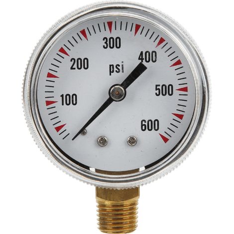 Manomètre de pression radial, manomètre 1/4 pouce 0-600 psi, manomètre de pression de gaz, d'huile, d'eau, plage de mesure 0-600 psi (1/5)