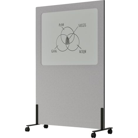 Lavagna mobile/pannello acustico Silva - 200x120 cm - Grigio chiaro (1/5)
