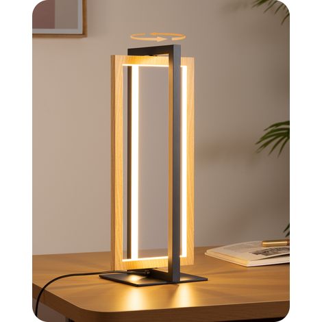 EDISHINE LED Touch Dimmbare Tischlampe, 3 Farbtemperaturen, 750 Lumen, 3000K-4500K-6000K, Nachttischlampe für Schlafzimmer, Wohnzimmer, Büro, Schreibtisch, Geschenk, Schwarz Holz