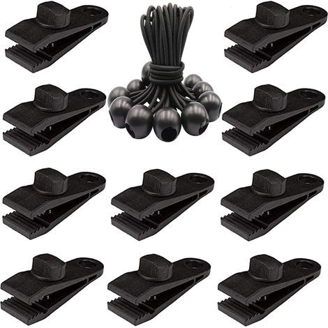 CCYKXA 20 Pack Heavy Duty Tarp Clips - Tarp Screw Tent Clamps with Bungee Ball for Awning, Canopies, Pergola, Canvas Covers, Outdoor Camping, Pool.
