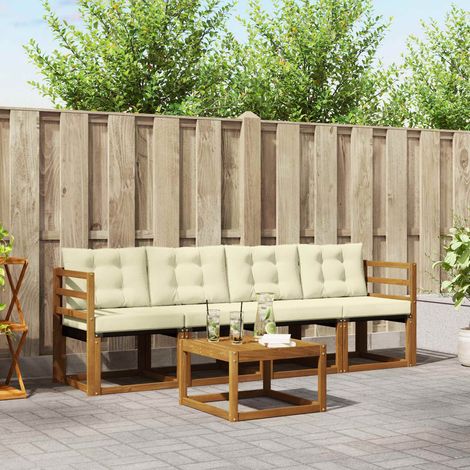 vidaXL Outdoor-Sofagarnitur mit Kissen 5 pcs Natur und Creme (1/5)