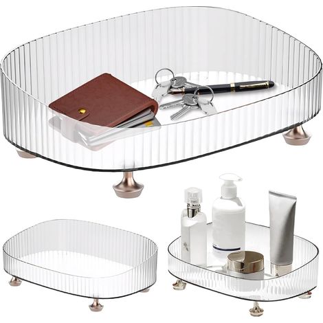 Plateau parfum transparent – 27,9×17,8×7,6 cm – commode/maquillage – bougies/cosmétiques – design clair (1/5)