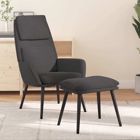 vidaXL Sillón de relax con taburete tela gris oscuro (1/5)