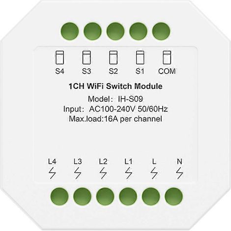 IH-S09 Tuya 1CH WiFi Smart interrupteur module 16A AC100-240V Works Smart Life pour Alexa pour Google avec Voice commande (1/5)