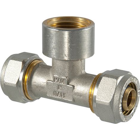 Tee Femmina A Compressione Per Tubo Multistrato Tdm Ø26 X 1" X Ø26 (3,0) Mm (1/2)