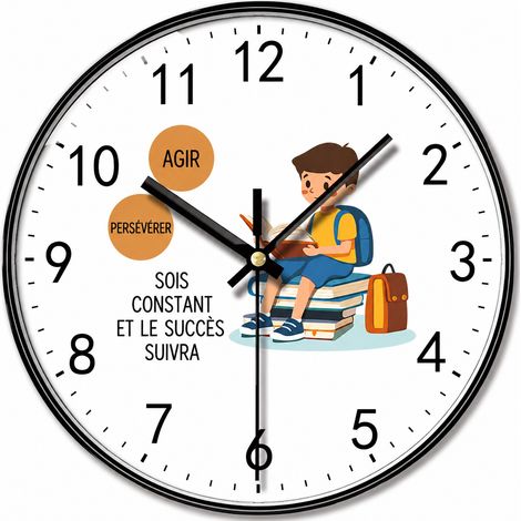 Horloge murale ronde 8 pouces 20 cm modèle L12 aiguilles noires cml12 réf 6632 20 × 20 × 20 cm 380 g – Livraison gratuite