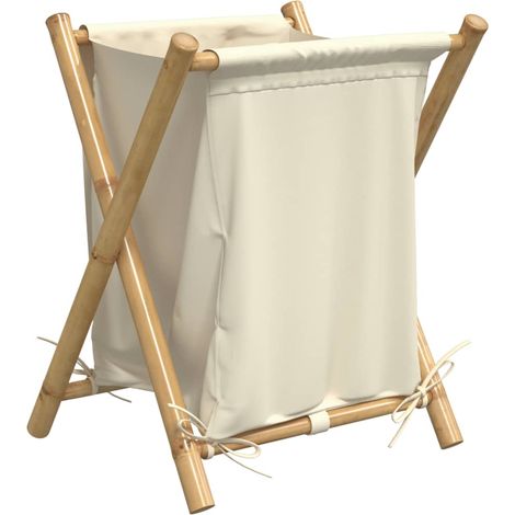 Panier à linge,Panier à vêtements blanc crème 45x55x63,5 cm bambou CFW428831 (1/5)