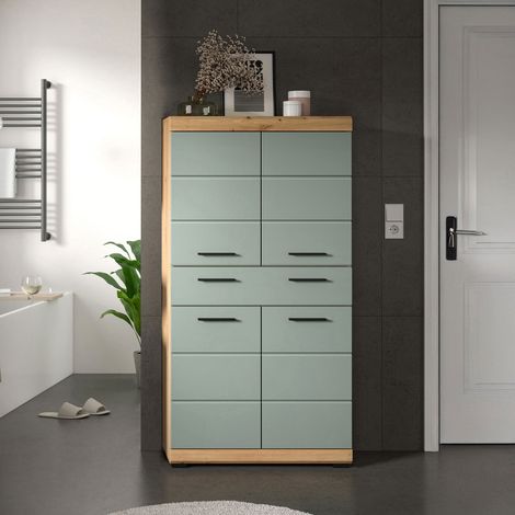 Meuble de salle de bain 74x31x141 cm chêne brun et kaki - OLBO
