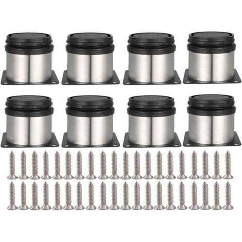 verstellbare Möbelfüße (inkl. Schrauben), runde Metall-Edelstahl-Schrankfüße, Tischfüße, Schrankfüße, höhenverstellbar für Sofatische, Schränke, Regale, 50 mm (1/4)