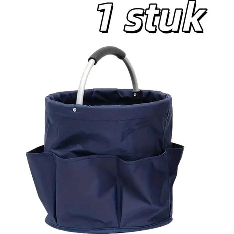 pièce - Sac de rangement portable - Panier à outils de jardin - Trousse de toilette de voyage - Portable - Grande capacité - Pliable - Tissu Oxford 600D - 28 x 28 cm - Bleu (1/5)