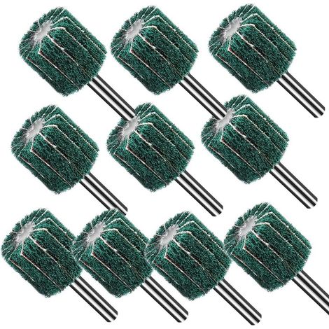Roue à lamelles en nylon tissé — Diamètre : 1 pouce (25 mm)  Imprégnée de papier abrasif  Adaptée au polissage, au ponçage et à la rectification des métaux (Vert — Lot de 10)