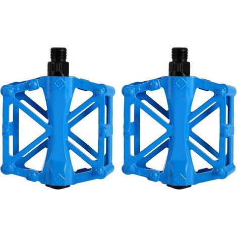 Pédales de vélo en aluminium 3 couleurs vives - Antidérapantes, durables, Pour VTT et vélo de route - Bleu (1/4)