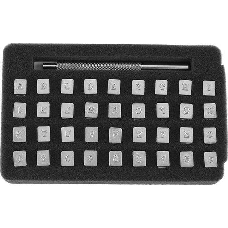 36 steel stamps for letters and numbers, punches for leather, printing and crafts (3 mm). (1/5)