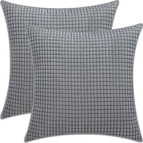 Corn kernel pillowcase, soft corduroy pillowcase, home living room bedroom decoration sofa cushion cover (2pcs dark grey, 45x45cm) (1/5)