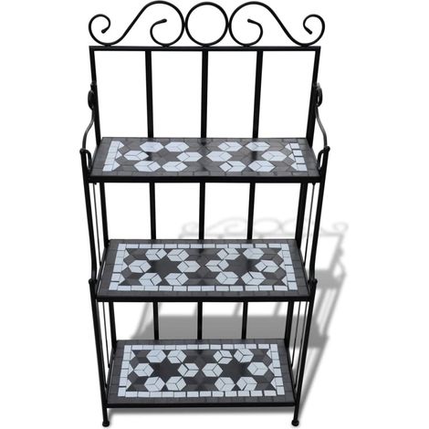 Maison Exclusive - Piedistallo per Piante Terracotta con Mosaico Nero e Bianco (1/5)