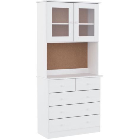 Maison La Vie - Buffet Salon Moderne - Meuble de rangement - ALTA blanc 77x35x165 cm bois massif de pin bu1835