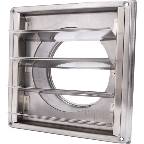 Grille d'évacuation pour sèche-linge à clapets mobiles amovibles carré 125 mm en acier inox anti-vent anti-pluie sortie murale extérieure pour conduit ventilation et clim (1/5)