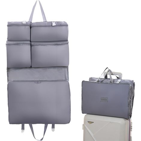 Sac de rangement à suspendre - Sac de voyage étanche - Grand organisateur pour vêtements de voyage - Sac de rangement multifonction (gris) (1/5)