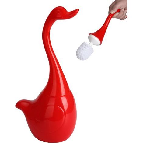 Brosse et support pour toilettes, base en céramique avec long manche en forme de cygne, accessoires de nettoyage pour toilettes de salle de bain… (1/5)