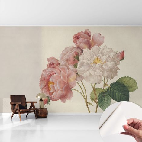 Tapete Selbstklebend - abwaschbar - Tapete mit Motiv - trendige Wanddeko - elegant Fototapete Romantische Rosen 416x254 cm (1/5)
